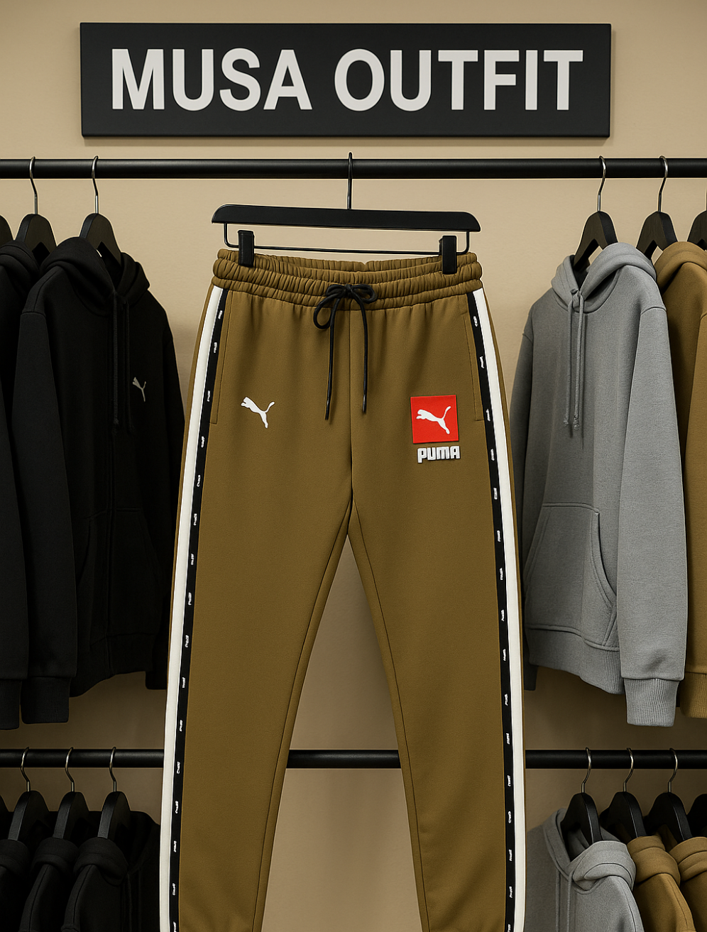 "Puma Style Track Pants for Men with Side Stripes | Comfortable Slim Fit Joggers"