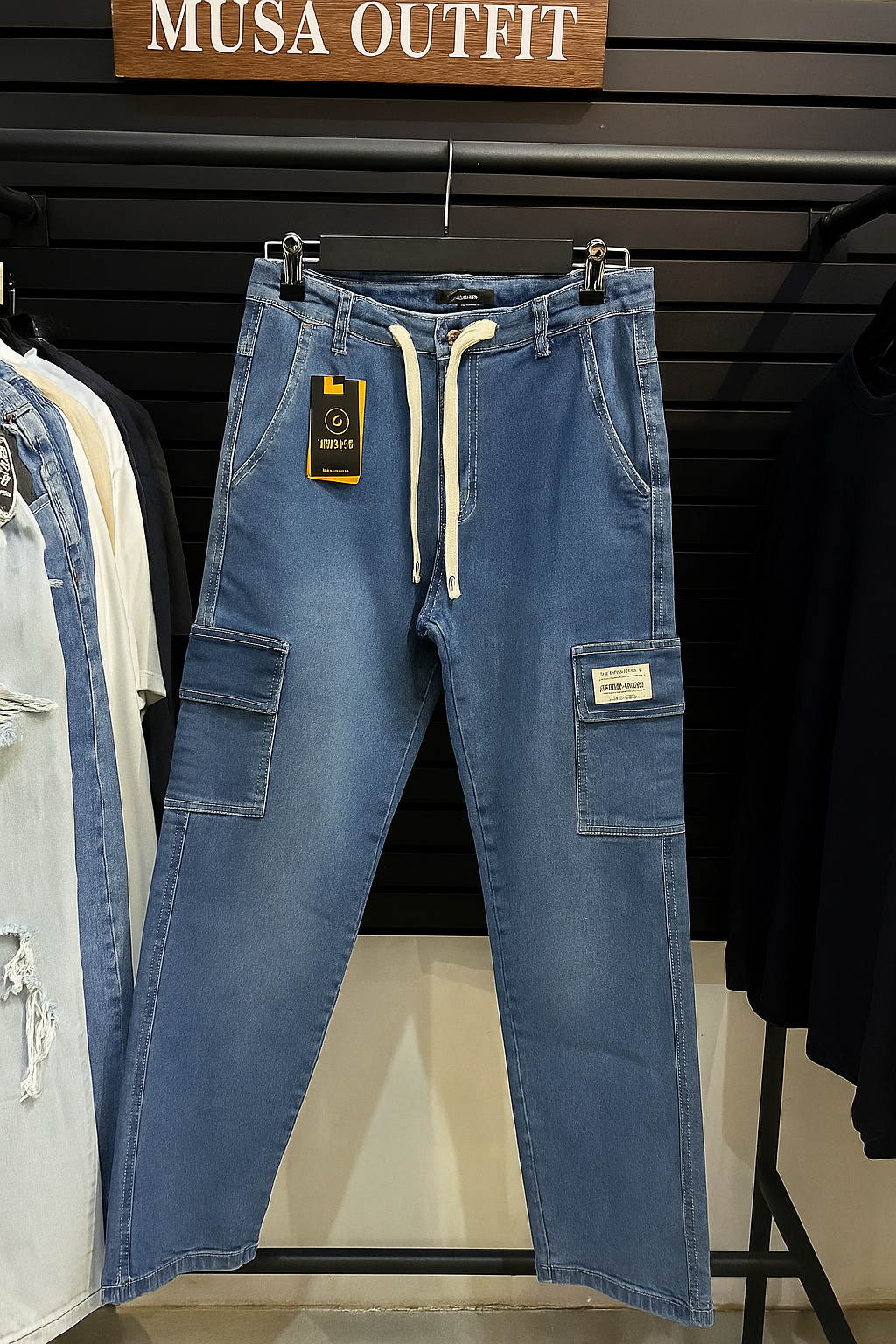 "Men’s Baggy Cargo Jeans – Loose Fit Denim Pants with Pockets | Streetwear Casual Trousers