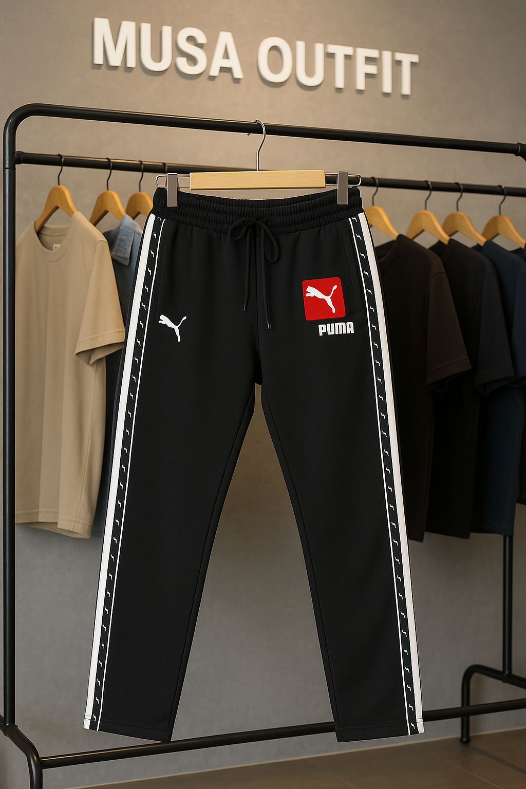 "Puma Style Track Pants for Men with Side Stripes | Comfortable Slim Fit Joggers"