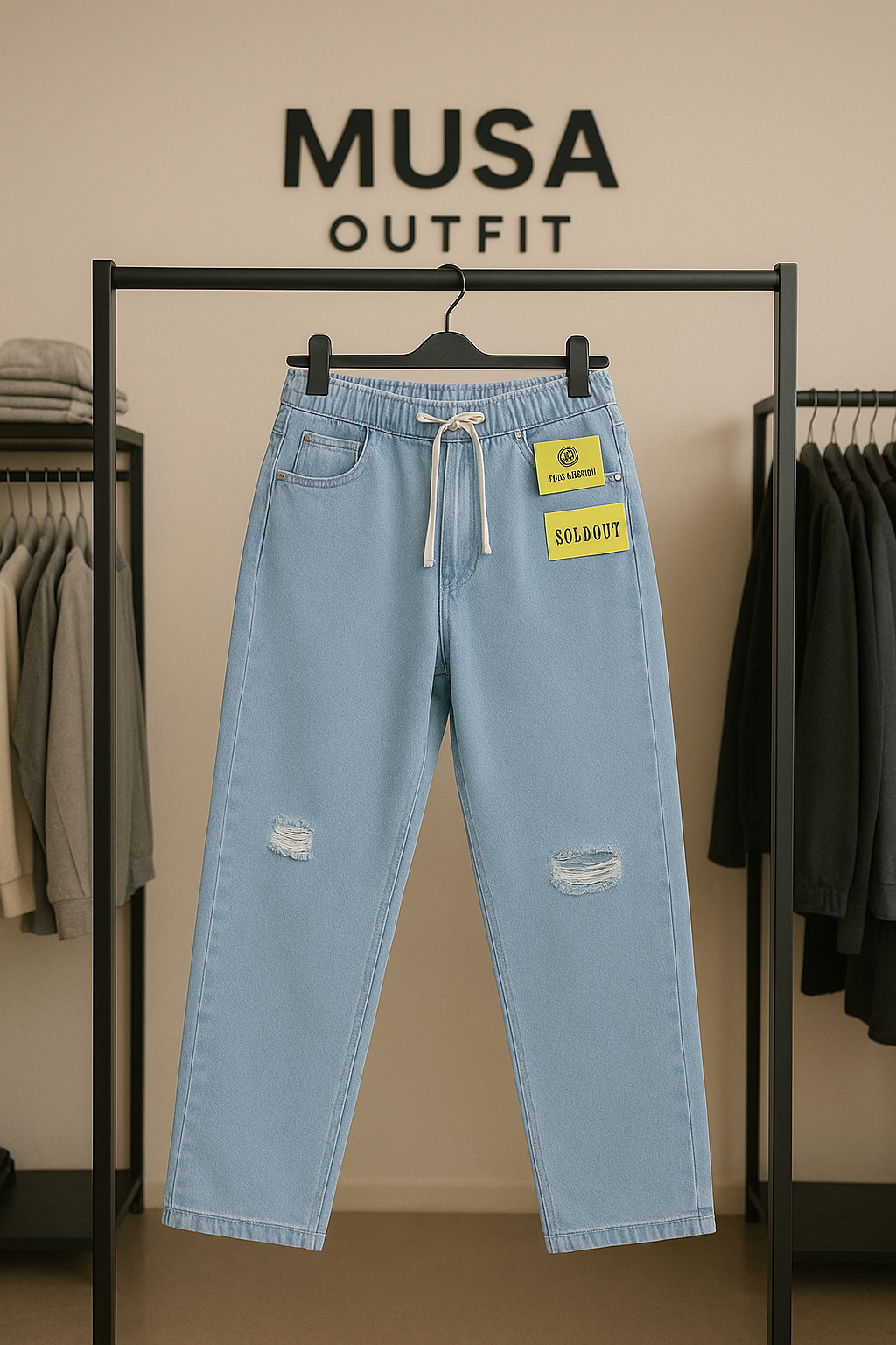 "Men’s Baggy Cargo Jeans – Loose Fit Denim Pants with Pockets | Streetwear Casual Trousers