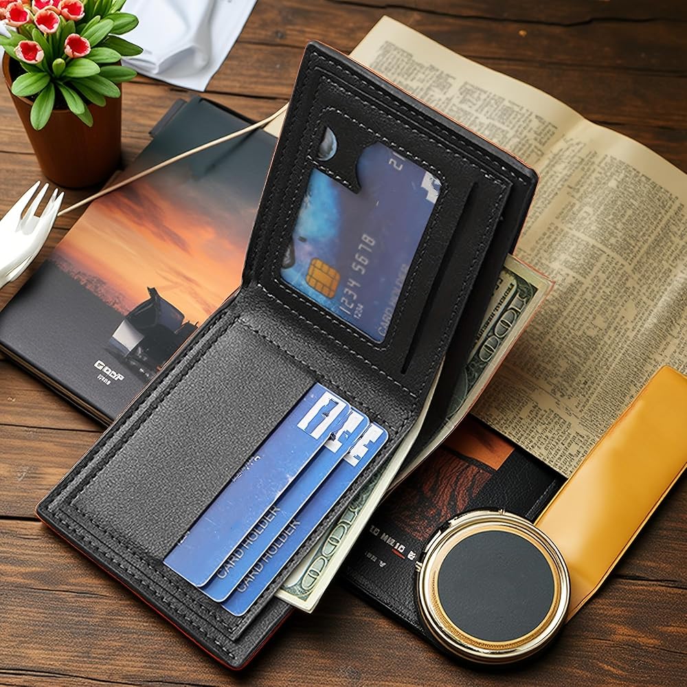 New Brand Luxury Business Man money clip wallet with metal clamp magnet hasp card slots slim designer leather purse for men -AZURA