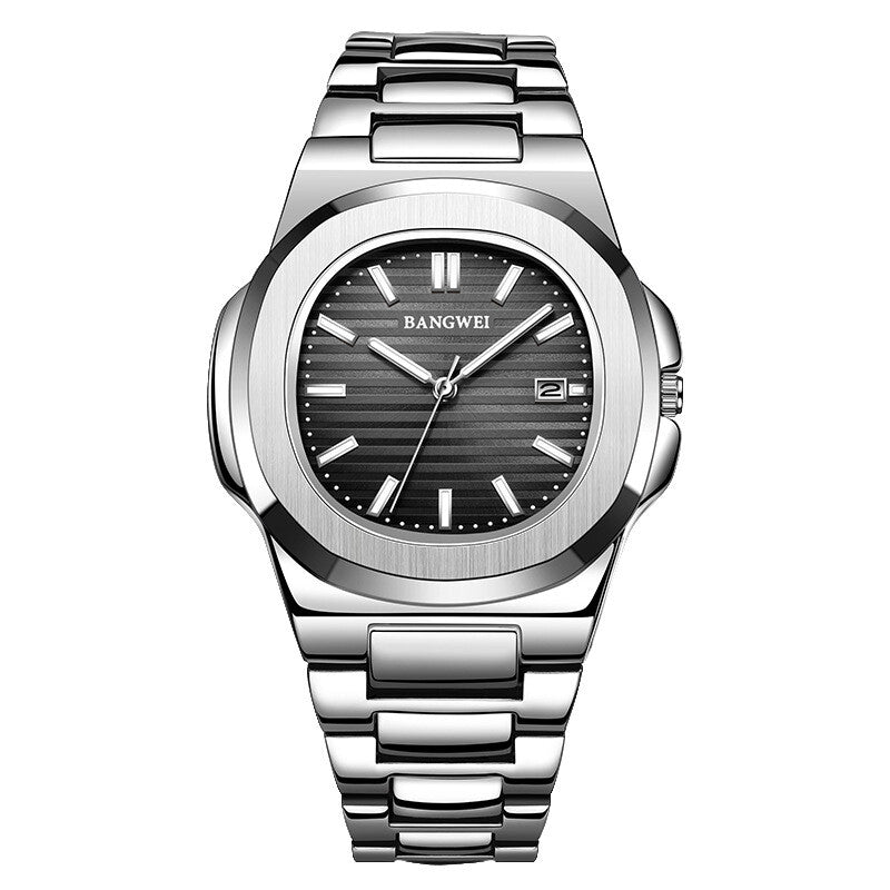 BANGWEI/LIGE Men's Retro Quartz Watch Business Steel Band ...